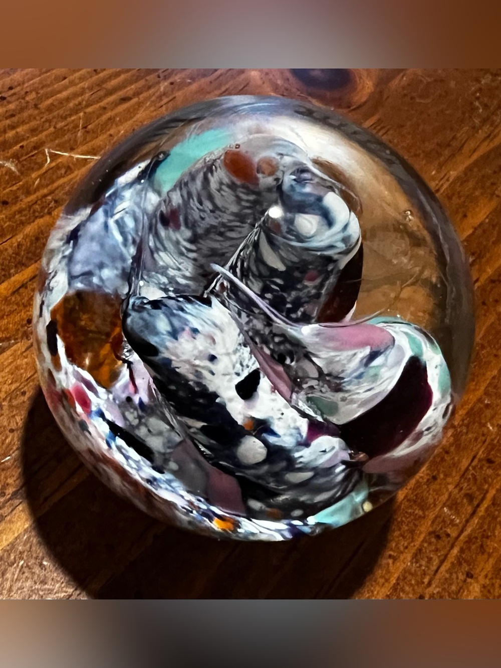 VTG Murano Style Art Glass Colorful Blown Glass Paperweight Round